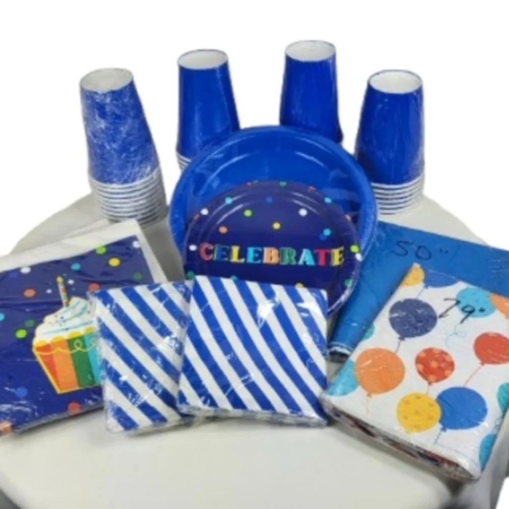 152pc Royal Blue Birtbday Celebrate Party Pack